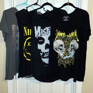 Torrid Lot of 4 Band/Music Tshirts Metallica, Bowie, Misfits, Nirvana 3x 22/24w
